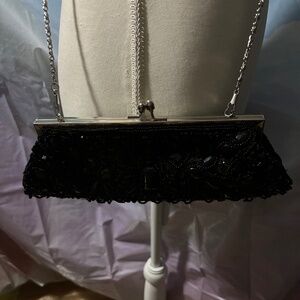 VINTAGE Black Beaded Purse